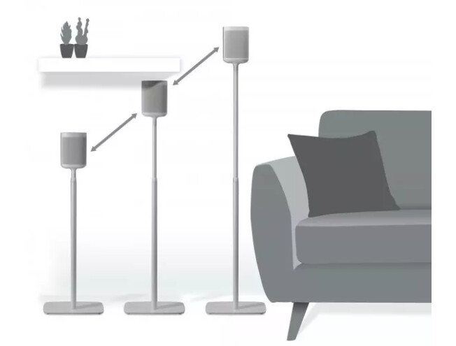 FLEXSON Adjustable Floor Stands for Sonos One, One SL and Play:1 Pair - White