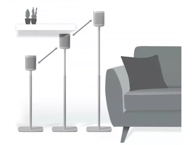 FLEXSON Adjustable Floor Stands for Sonos One, One SL and Play:1 Pair - White