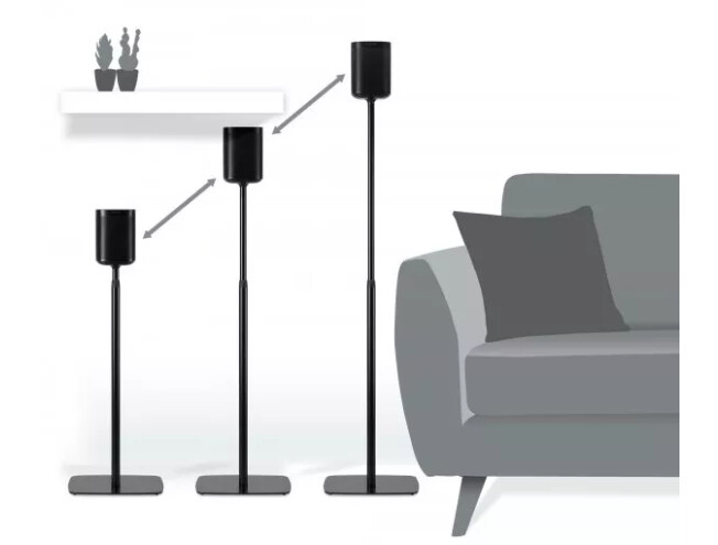 FLEXSON Adjustable Floor Stands for Sonos One, One SL and Play:1 Pair - Black