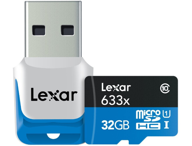 Lexar 633x 32GB microSD class 10 UHS1+ USB adapter