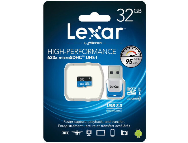 Lexar 633x 32GB microSD class 10 UHS1+ USB adapter