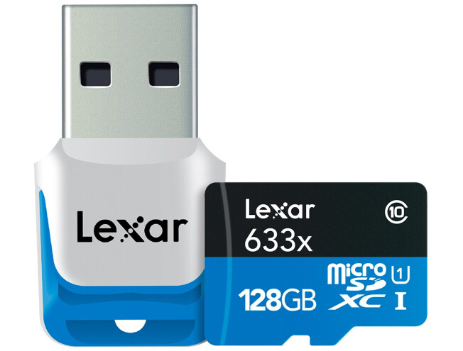 Lexar 633x 128GB class 10 UHS1 microSD kaart + USB adapter