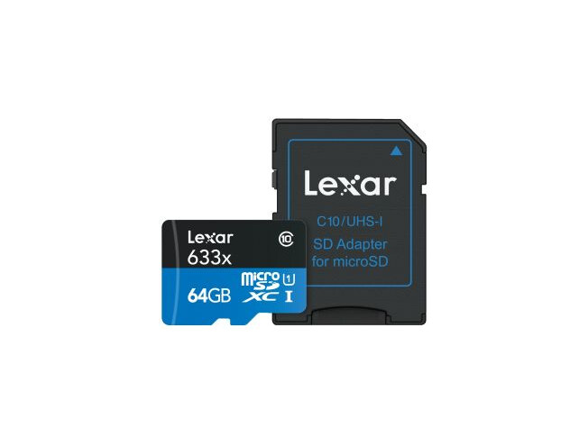 Lexar 633x 64GB class 10 UHS1 microSD kaart + SD adapter